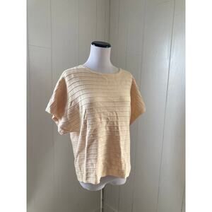Tahari Off White Short Sleeve Sweater, Size L